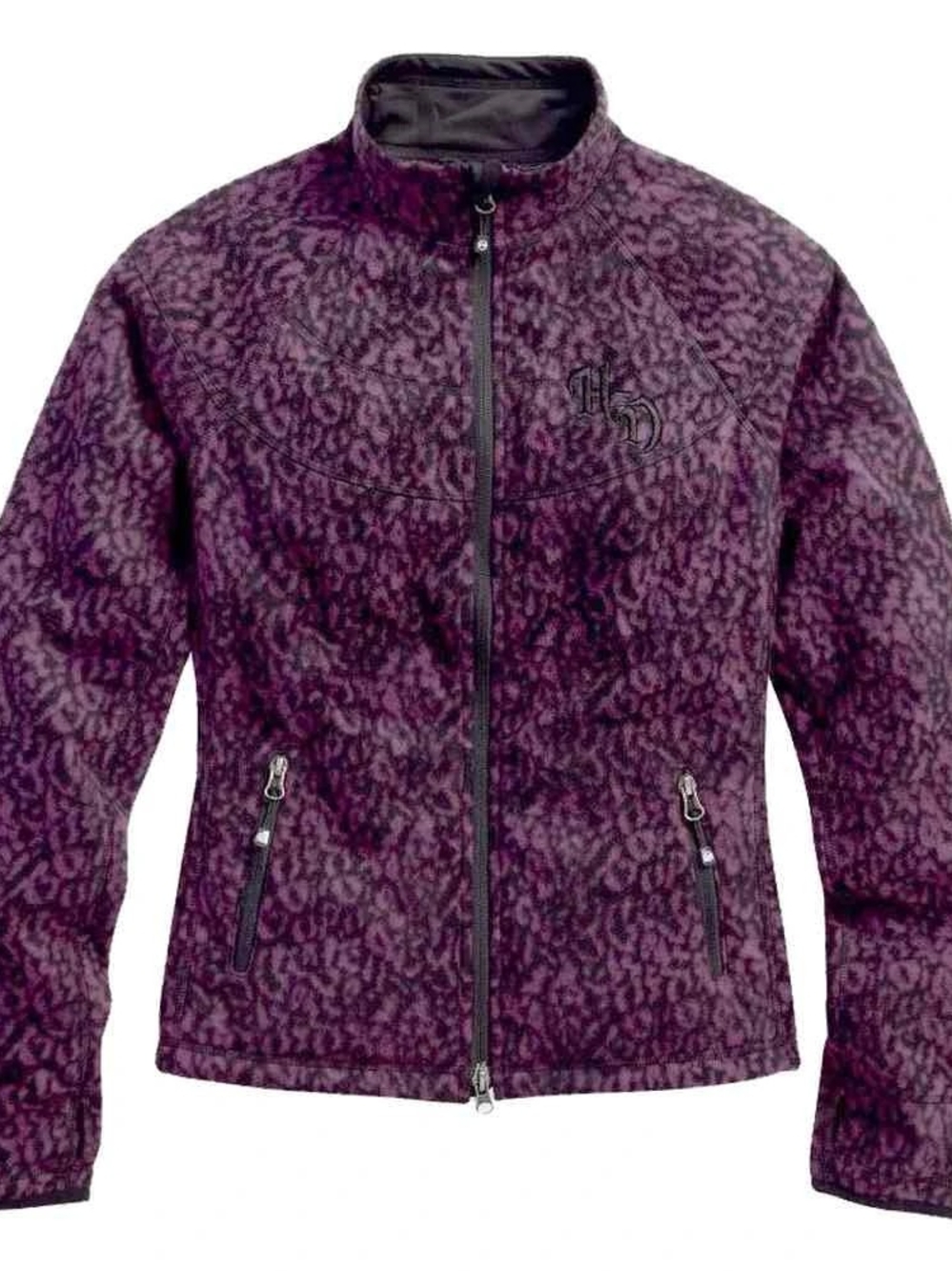 Harley-Davidson® Women's Animal Print Windproof Fleece Jacket Plum Size Small